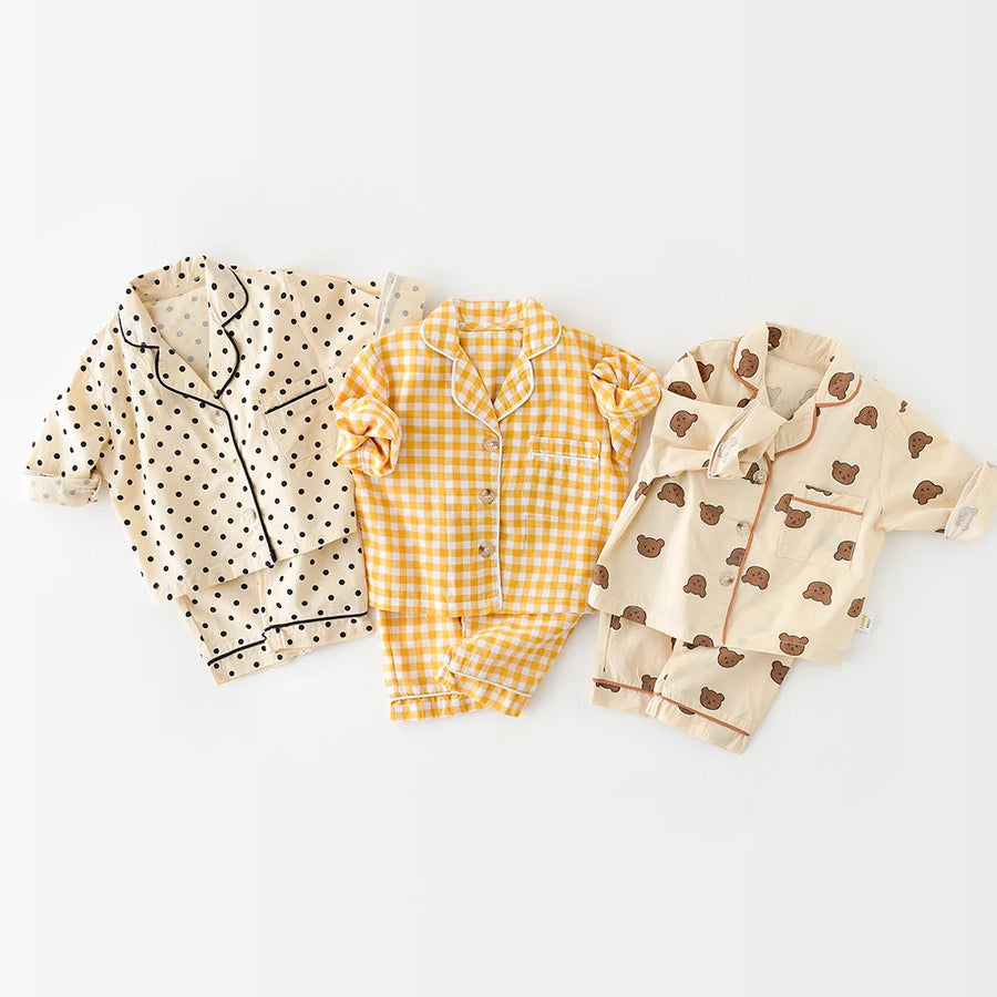 Spring Baby Pajama Set Single Breast Boys Sleeper Wear Baby Indoors Clothes