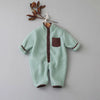 Winter Baby Romper Infant Warm Lamb Fleece Patchwork Jumpsuit Toddler Outwear
