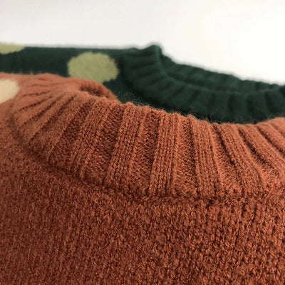 Autumn Winter Vintage Look Kids Boys Sweaters Polka Dot Girls Knitwear Outwear Boys Pullover for 1-6Y