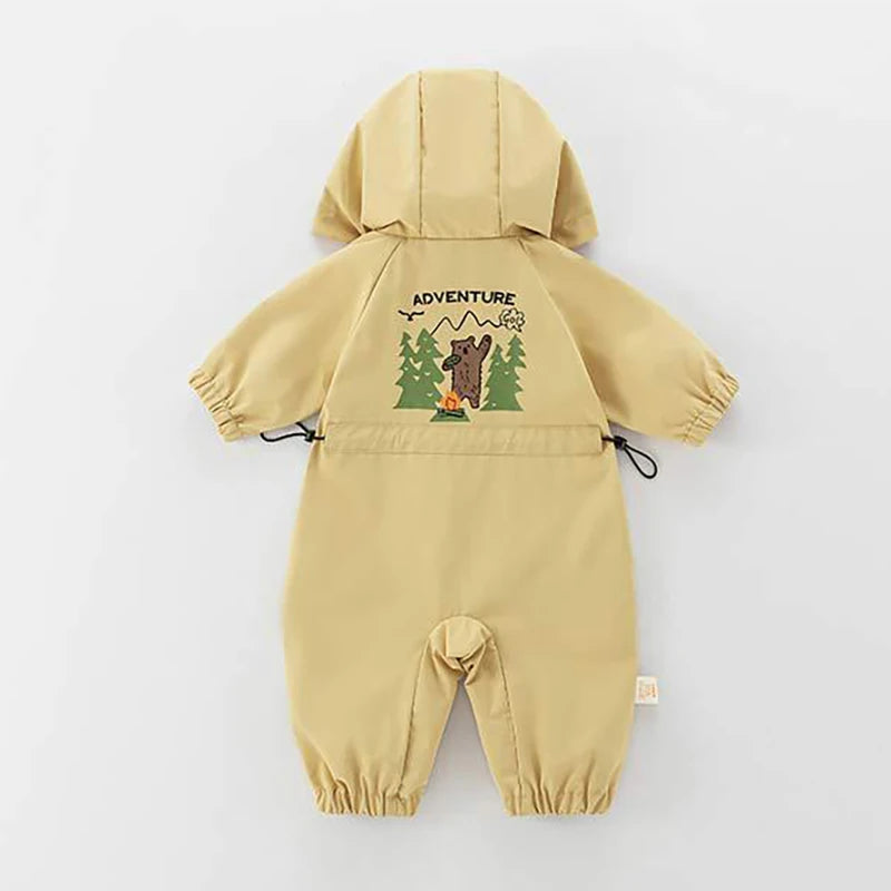 ﻿Autumn Baby Romper Outdoor Jacket 0-2Y Unisex Infant Casual Double-Layer Hooded Jumpsuit Toddler Warm Outwear Clothes