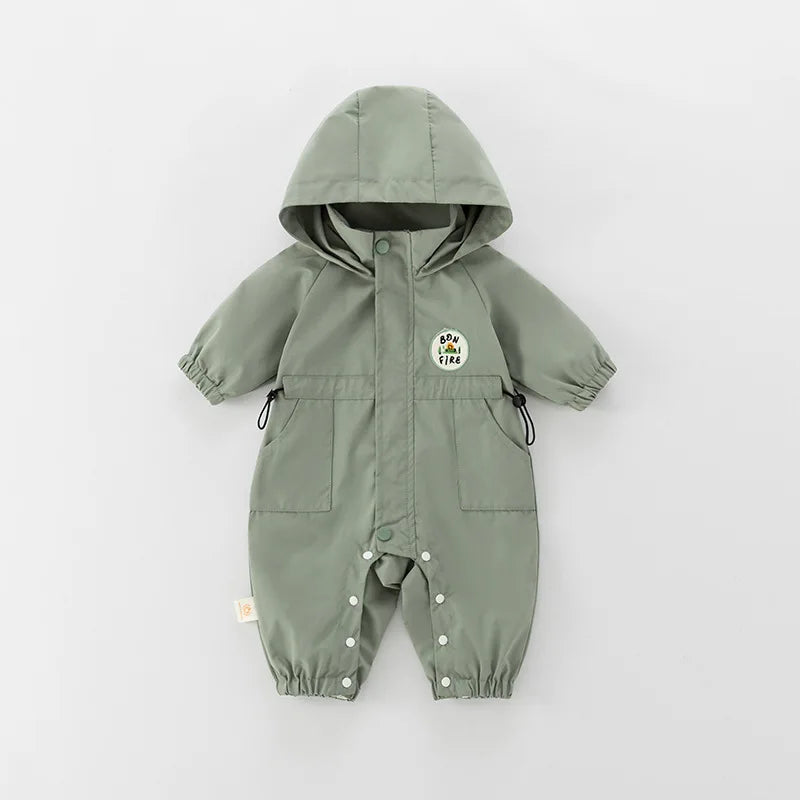 ﻿Autumn Baby Romper Outdoor Jacket 0-2Y Unisex Infant Casual Double-Layer Hooded Jumpsuit Toddler Warm Outwear Clothes