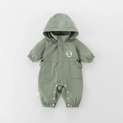 ﻿Autumn Baby Romper Outdoor Jacket 0-2Y Unisex Infant Casual Double-Layer Hooded Jumpsuit Toddler Warm Outwear Clothes