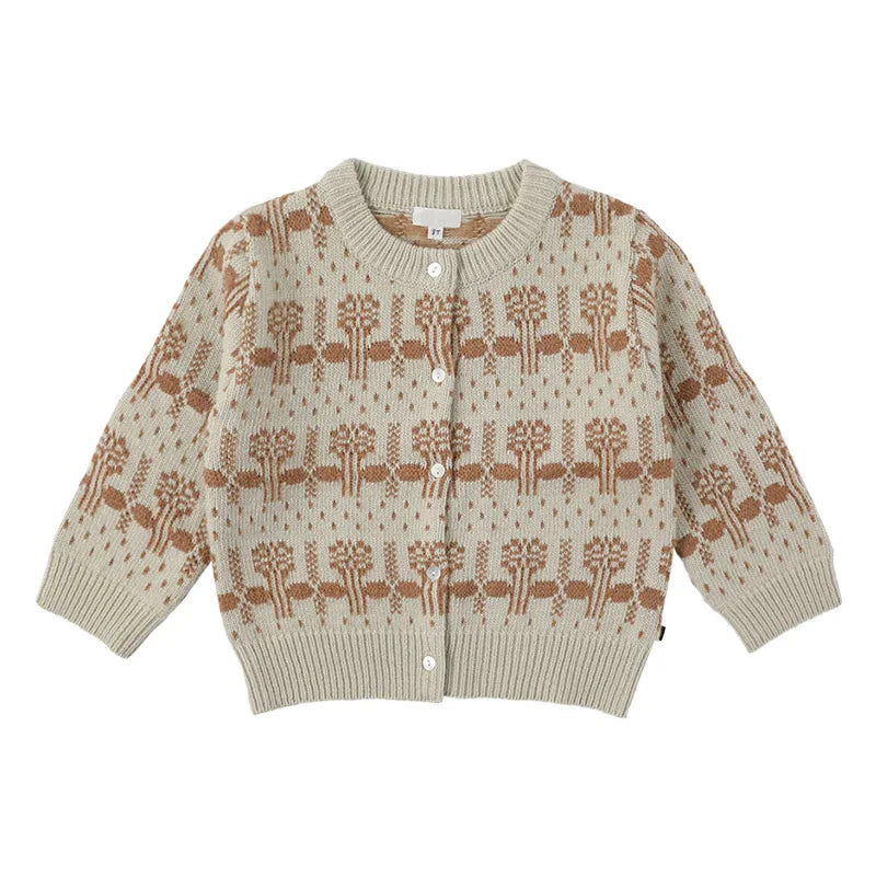 2025 New Floral Girls Blouse and Skirts Set Autumn Fashion Dress Kids Boy Sweaters Knitted Cardigan Casual Pant Long Sleeve Tee