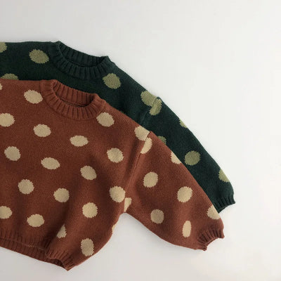 Autumn Winter Vintage Look Kids Boys Sweaters Polka Dot Girls Knitwear Outwear Boys Pullover for 1-6Y