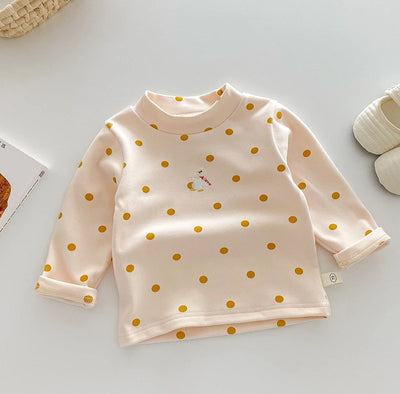 1-5 Y Kids Clothes Turtleneck Girls Blouse Fashion Cartoon Girls Shirt Heating Fabric Warm Base Tops