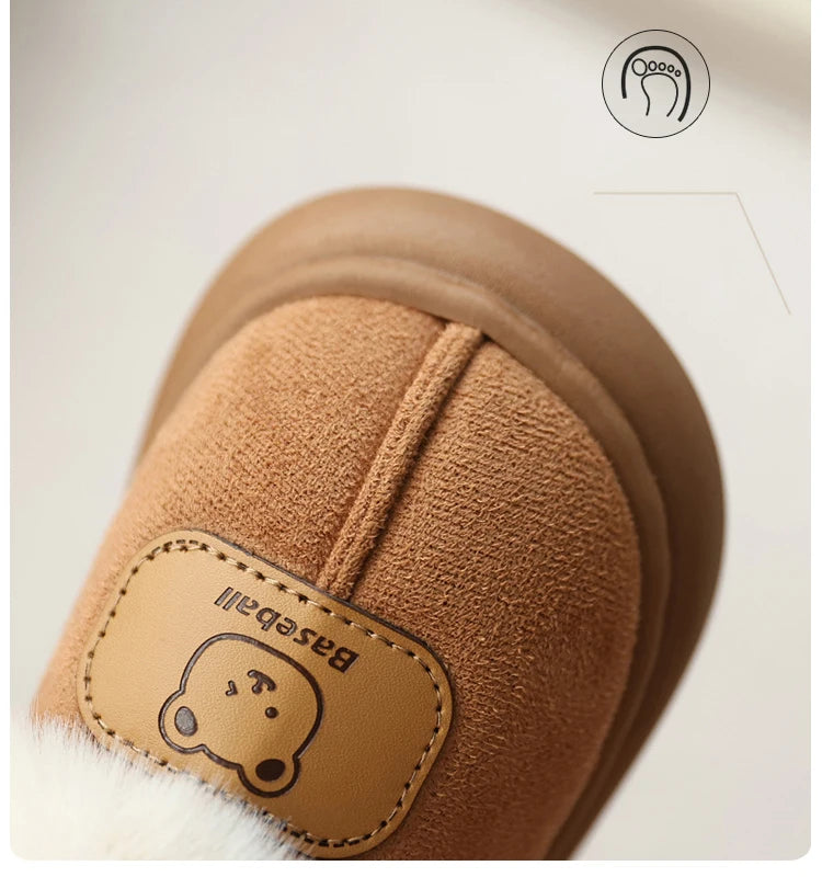 Cute Cartoon Winter Boots for Children Boy'S Girl'S Plush Boots Thick Warm Velvet Faux Fur Snow Boots for Toddler Kid'S Boots