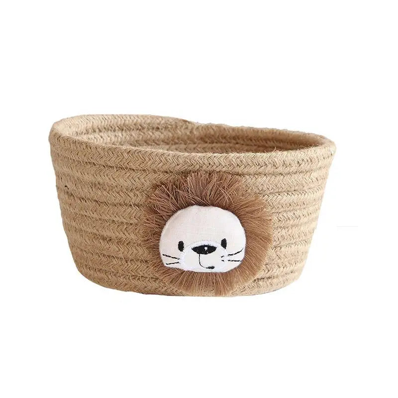 1Pc 16X9Cm Cartoon Animals Hand Woven Cotton Rope Storage Basket Kids Toys Desktop Organizer Sundries Storage Box