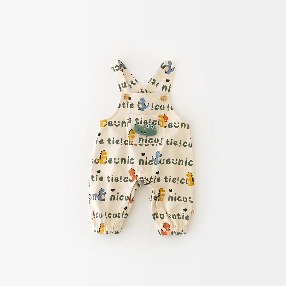 New Spring Baby Rompers Infant Cartoon Dinosaur Jumpsuit Toddler Cute Letter Overall