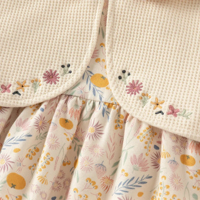 Dave Bella Autumn Girl Baby Princess Dress Sweet Cute Floral Print Kids Fake Two Piece Long Sleeved Dress Party Gentle DB3252835