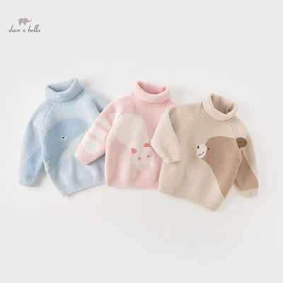 Dave Bella Winter Autumn Winter Girls Boys Baby Clothes Tops Undershirt Sweater Cartoon Turtleneck Fashion Casual DB4237172