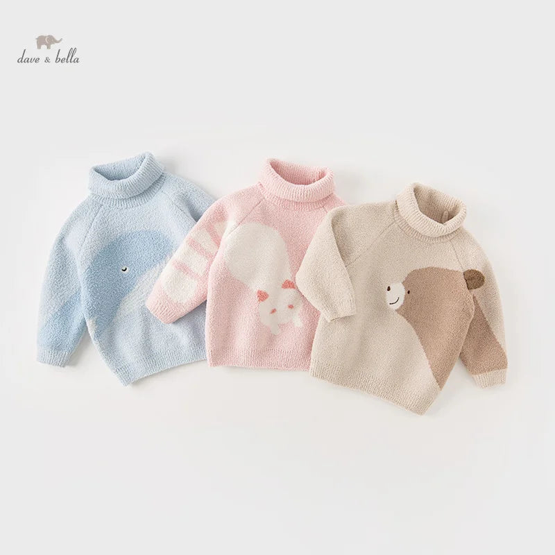 Dave Bella Winter Autumn Winter Girls Boys Baby Clothes Tops Undershirt Sweater Cartoon Turtleneck Fashion Casual DB4237172