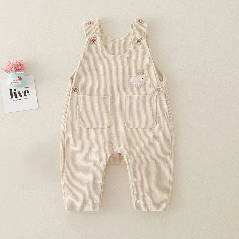 New Autumn Baby Rompers 0-3Y Toddler Solid Color Pit Strip Overall Infant Girls Cute Corduroy Pants