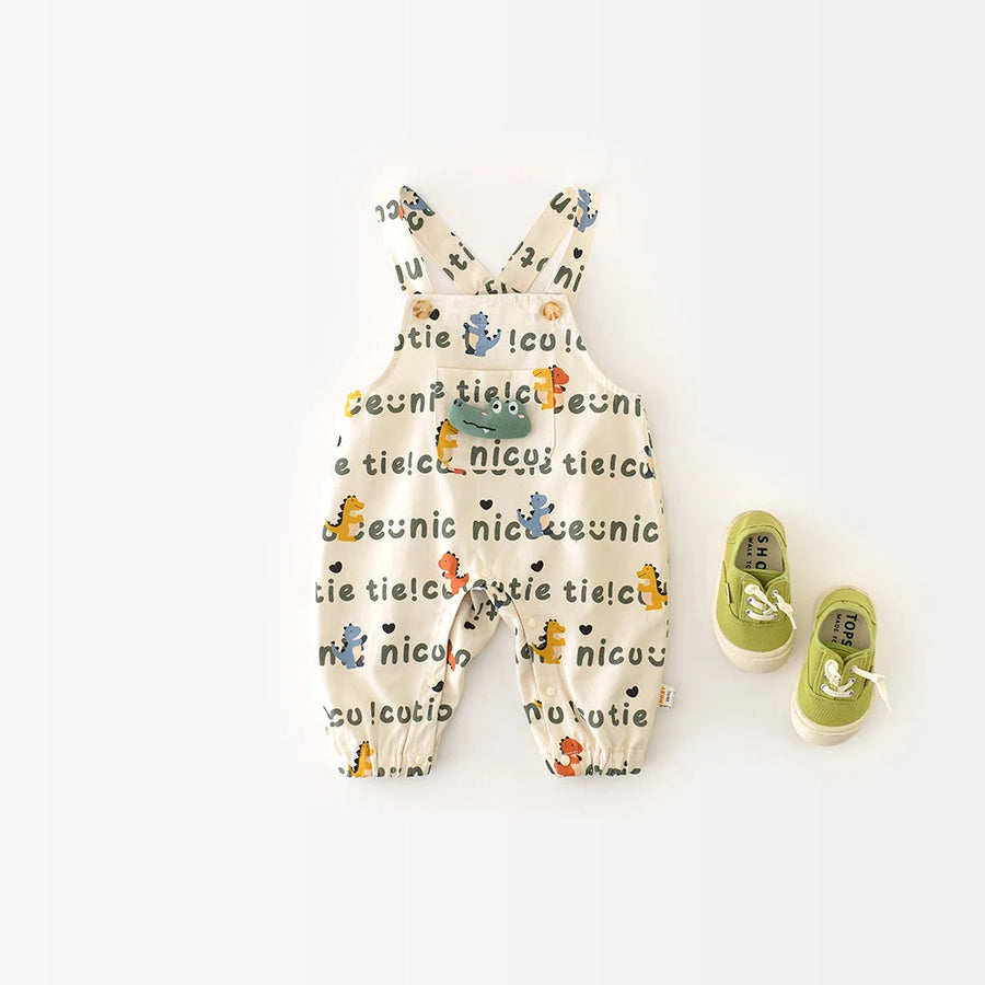 New Spring Baby Rompers Infant Cartoon Dinosaur Jumpsuit Toddler Cute Letter Overall