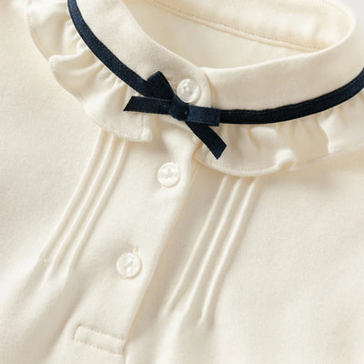 Dave Bella Children'S Autumn New Girl'S Long Sleeve Shirt Girls White Shirt Gentle Kids Elegant Pure Cotton Top Party DB3253132