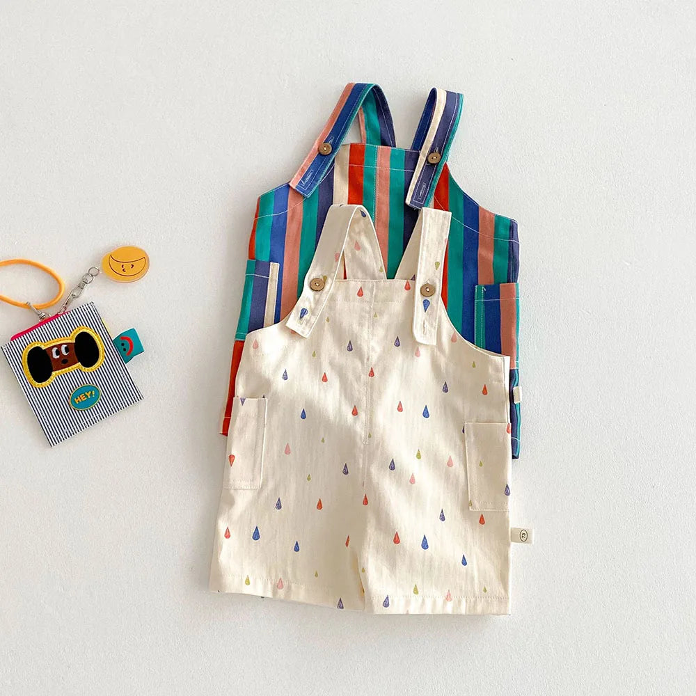 Unisex Spring New Kids Clothes Fashion Overalls Polk Dot Jumpsuits Striped Overalls Children Play Suit