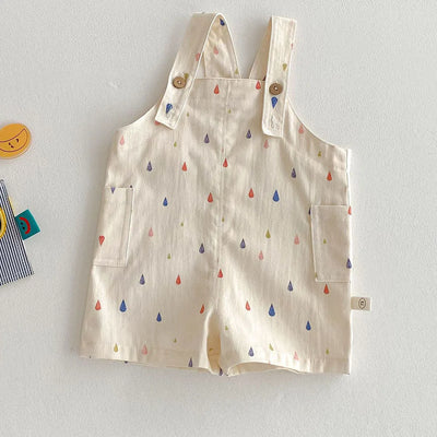 9M-5T Summer Kids Clothes Colorful Striped Overalls Raindrop Print Girls Jumpsuits Kids Outfit
