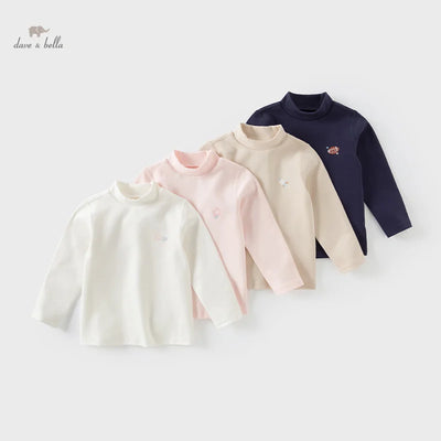 Dave Bella Autumn Winter Cotton Children'S Wear Half-Turtleneck Long Sleeve T-Shirt Warm Base Layer Top for Boys Girls DB4243694