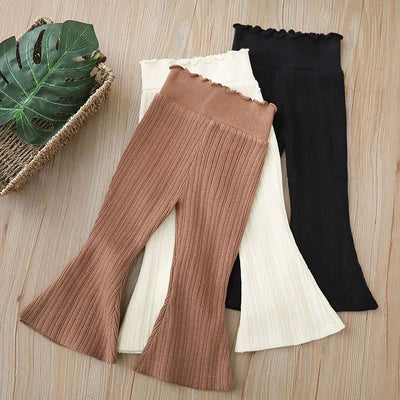New Autumn Kids Knitted Wide Leg Pants 2-6T Girls Cute Weave Casual Pants Children Simplicity Trousers