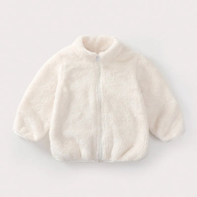 Solid Color Fashion Children Plush Coat Autumn Winter Warm Baby Girl Boy Casual Jacket Greatcoat Kids Clothing Toddler Outerwear