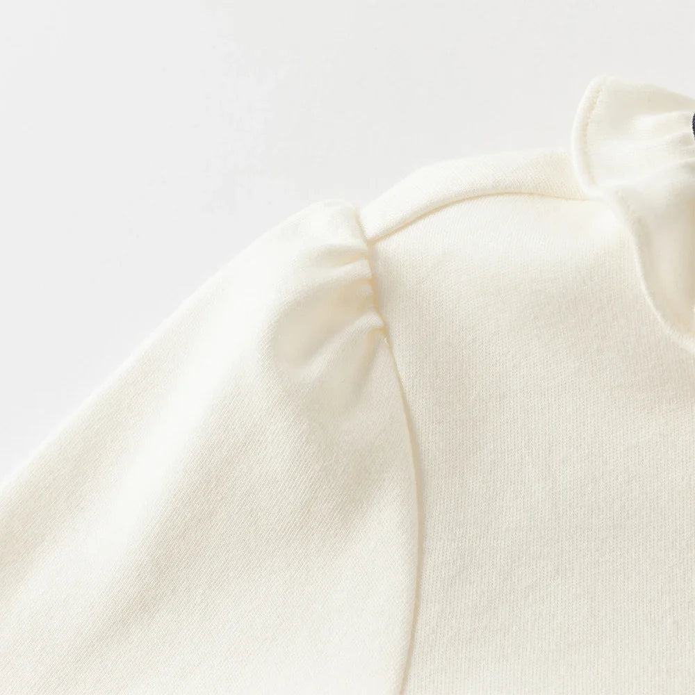 Dave Bella Children'S Autumn New Girl'S Long Sleeve Shirt Girls White Shirt Gentle Kids Elegant Pure Cotton Top Party DB3253132