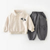New Winter Baby Clothes Set 6M-3T Thicken Toddler Boys Cartoon Dog Suit Simple Loose Infant Fleece Padded Outfit 2PCS