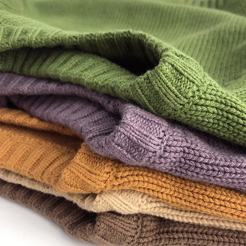 2024 New Pure Cotton Solid Kids Sweaters Vintage Boys Pullover Knitwear for 1-7 Years Toddler Girls Sweater Shirt Outwear