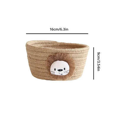 1Pc 16X9Cm Cartoon Animals Hand Woven Cotton Rope Storage Basket Kids Toys Desktop Organizer Sundries Storage Box