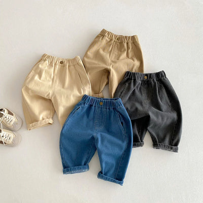 Spring 2025 Kids Jeans Daily Korean Style 1-5 Year Old Girls Denim Pants Boys Trousers Kids Pants