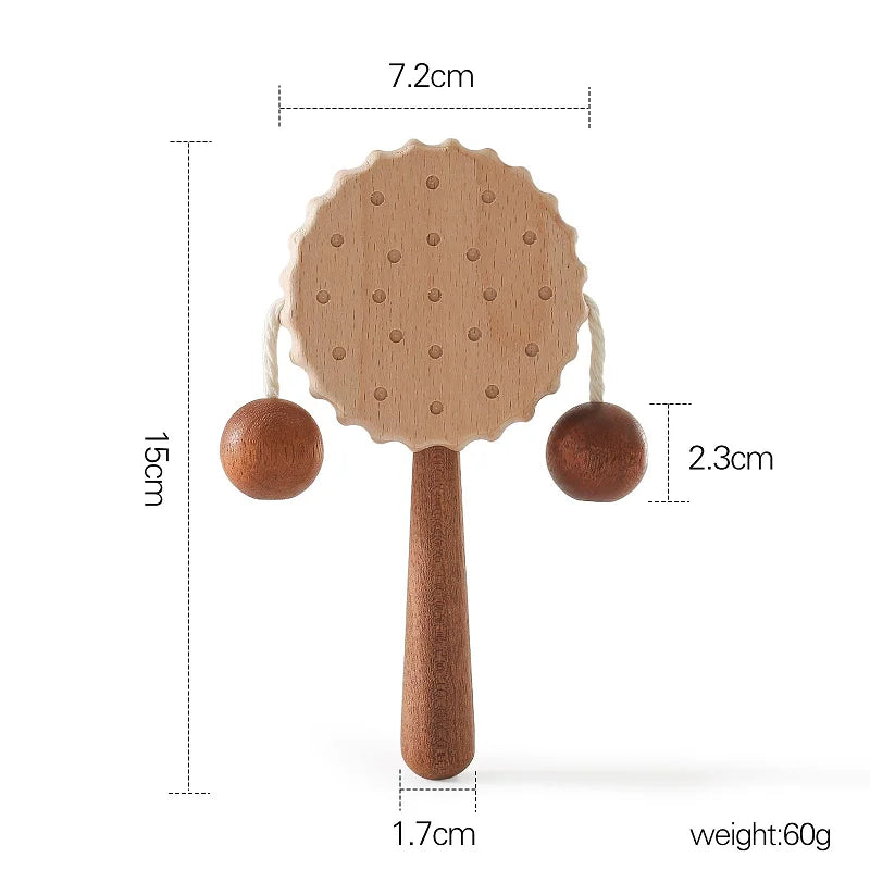 1Pc Wooden Montessori Toy Hand Bell Toy Baby Mobile Musical Rattle Toy Children Stroller Classic Educational Toys Kid Gifts