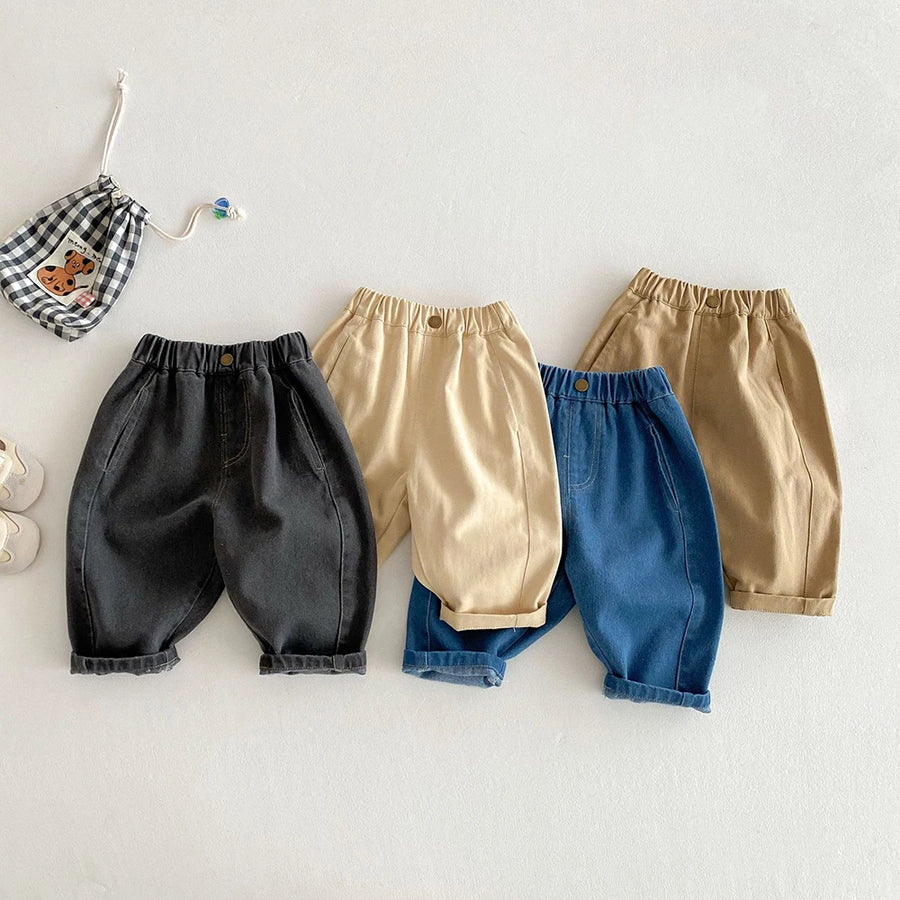 Spring 2025 Kids Jeans Daily Korean Style 1-5 Year Old Girls Denim Pants Boys Trousers Kids Pants