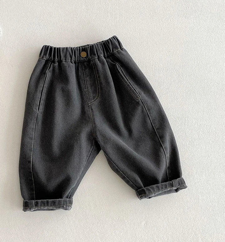 Spring 2025 Kids Jeans Daily Korean Style 1-5 Year Old Girls Denim Pants Boys Trousers Kids Pants