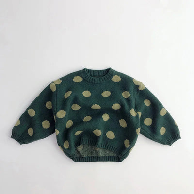 Autumn Winter Vintage Look Kids Boys Sweaters Polka Dot Girls Knitwear Outwear Boys Pullover for 1-6Y
