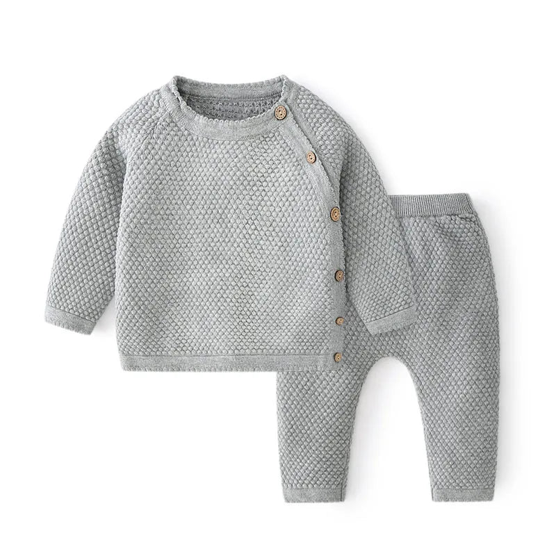 Baby Clothes Sets Ensembles Cotton Spring Newborn Boy Girl Infant Clothing Tops and Pants Knitted Sweater Baby Pajamas Sets
