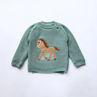 Winter New Cartoon Kids Baby Sweaters Fur Lining Kids Knitwear Fleece Boys Pullover Coat