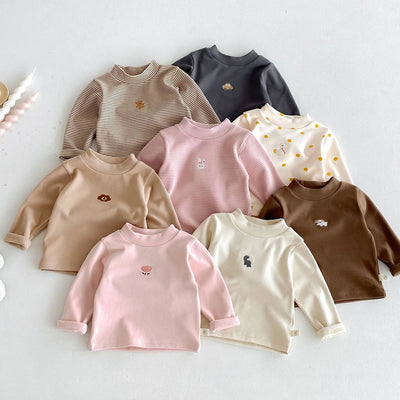 1-5 Y Kids Clothes Turtleneck Girls Blouse Fashion Cartoon Girls Shirt Heating Fabric Warm Base Tops