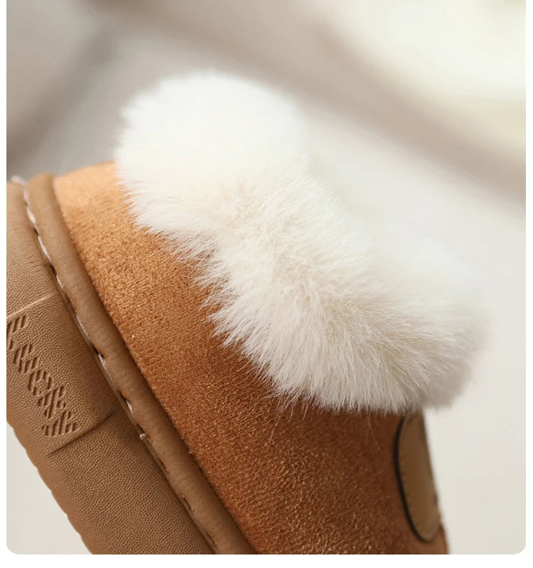 Cute Cartoon Winter Boots for Children Boy'S Girl'S Plush Boots Thick Warm Velvet Faux Fur Snow Boots for Toddler Kid'S Boots