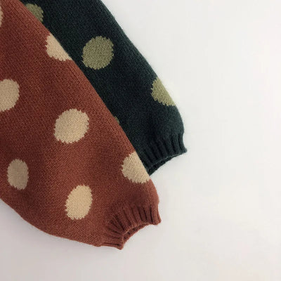 Autumn Winter Vintage Look Kids Boys Sweaters Polka Dot Girls Knitwear Outwear Boys Pullover for 1-6Y
