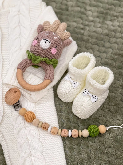 1PC Baby Ratter Toys Wooden Teether Crochet Animals BPA Free Rattle Toy Newborn Amigurumi Teether Baby Rattles Gifts for Newborn