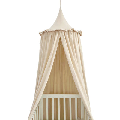 100% Cotton Crib Kids Room Deco Baldachin with Frill Bed Curtain Canopy for Nursery