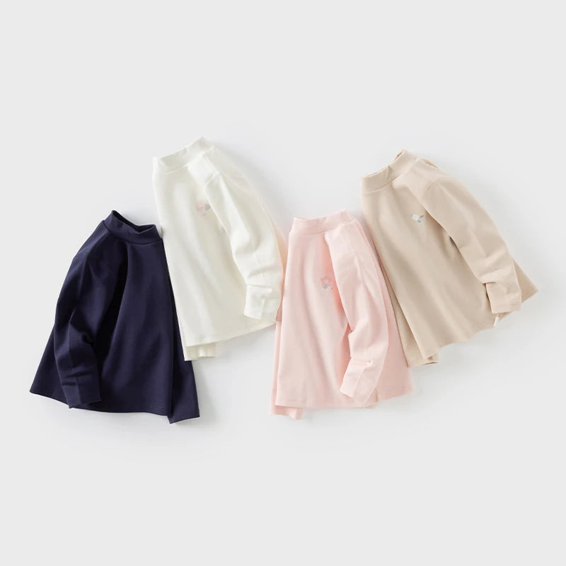 Dave Bella Autumn Winter Cotton Children'S Wear Half-Turtleneck Long Sleeve T-Shirt Warm Base Layer Top for Boys Girls DB4243694