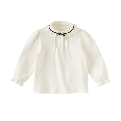 Dave Bella Children'S Autumn New Girl'S Long Sleeve Shirt Girls White Shirt Gentle Kids Elegant Pure Cotton Top Party DB3253132