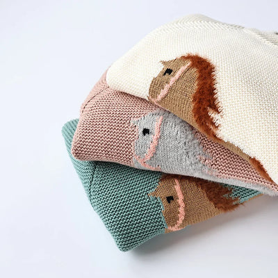 Winter New Cartoon Kids Baby Sweaters Fur Lining Kids Knitwear Fleece Boys Pullover Coat