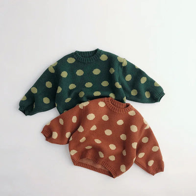 Autumn Winter Vintage Look Kids Boys Sweaters Polka Dot Girls Knitwear Outwear Boys Pullover for 1-6Y