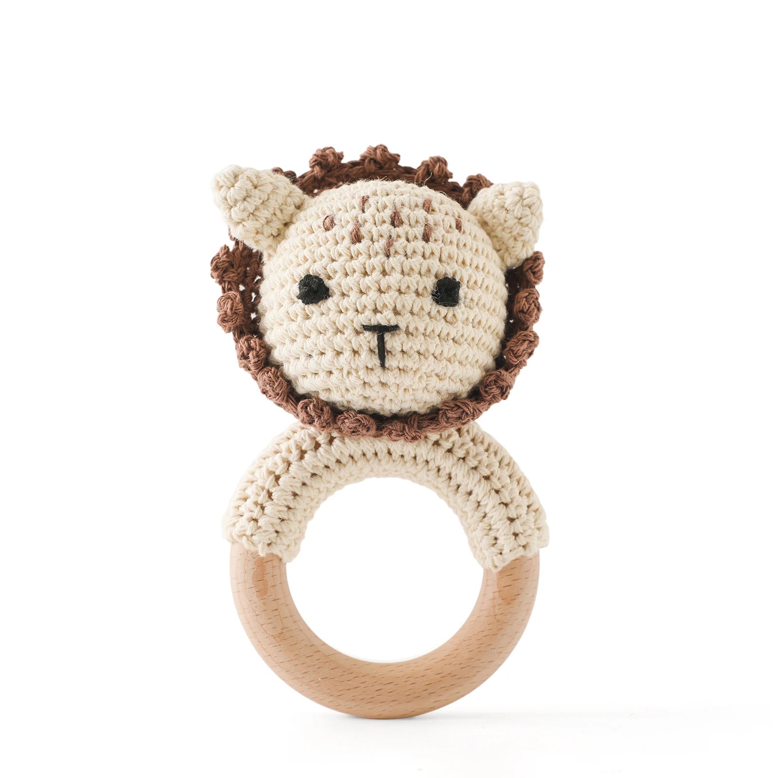 1PC Baby Ratter Toys Wooden Teether Crochet Animals BPA Free Rattle Toy Newborn Amigurumi Teether Baby Rattles Gifts for Newborn