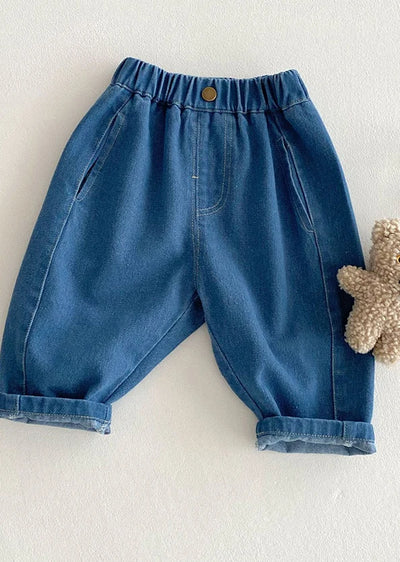 Spring 2025 Kids Jeans Daily Korean Style 1-5 Year Old Girls Denim Pants Boys Trousers Kids Pants