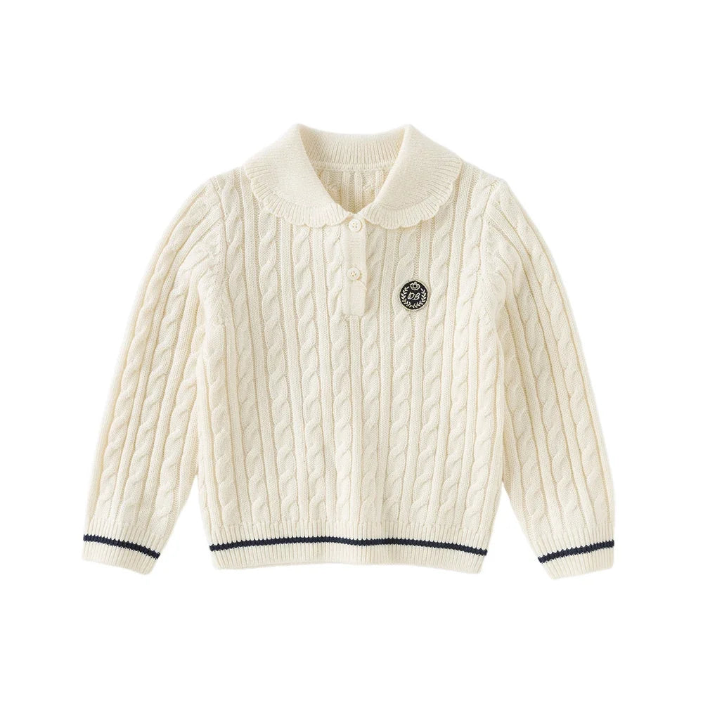 Dave Bella Autumn Girls Baby Children Knitted Sweater Pullover Sweet Cute Kids Gentle Knitwear College Style Warm DB4254789