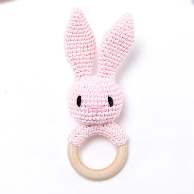 1PC Baby Ratter Toys Wooden Teether Crochet Animals BPA Free Rattle Toy Newborn Amigurumi Teether Baby Rattles Gifts for Newborn