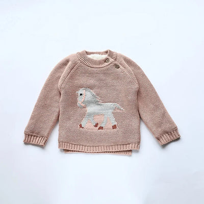 Winter New Cartoon Kids Baby Sweaters Fur Lining Kids Knitwear Fleece Boys Pullover Coat
