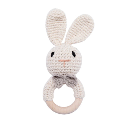 1PC Baby Ratter Toys Wooden Teether Crochet Animals BPA Free Rattle Toy Newborn Amigurumi Teether Baby Rattles Gifts for Newborn