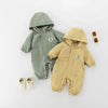 ﻿Autumn Baby Romper Outdoor Jacket 0-2Y Unisex Infant Casual Double-Layer Hooded Jumpsuit Toddler Warm Outwear Clothes